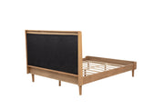 Queen Size Wood Bed with Piano Key Style Upholstered Headboard , Wood Bed with Strengthened Bed Frame ,Wheat (old sku:W504S00257)