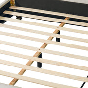 Queen Size Upholstered Bed Frame With Linen Fabric, Thick Headboard And Solid Wood Legs, Beige