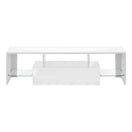 Switch TV Stand, Console, Media Entertainment Center, Storage Cabinet, Glossy Contemporary &amp; Modern - White 3 image