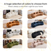 Compression Sponge Sofa Orange Curved Modular Sectional, 30D High-Density Chenille Sleeper Couch for Apartment, Living Room,110'L