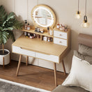 Switch Elegant Makeup Vanity Desk With Adjustable Lighted Mirror Table Feet - American White Oak 3 image