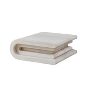 33.86 Inch Square Faux Travertine Pattern Coffee Table for Living Room,MDF Table,Modern Design Irregular Coffee Table with Layered Base for Office,Apartment,No need Assembly