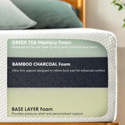 MADE IN US 10' King Size Green Tea Memory Foam Mattress in Box, Fiberglass Free, White(Bed not included)