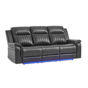 IAN CHARCOAL 3PC POWER SOFA, LOVESEAT AND RECLINER SET