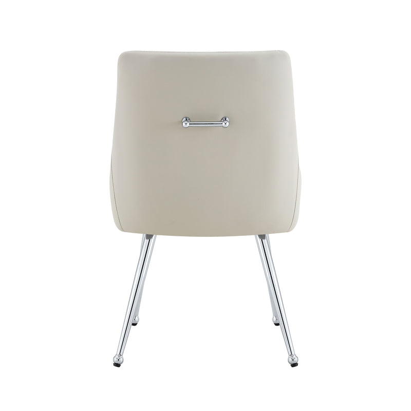 Leather Upholstered Modern Dining Chair with Diamond Tufted Button Back - Dining Room Negotiation Room Cafe Office Accent Chair (Light Gray, Set of 2)