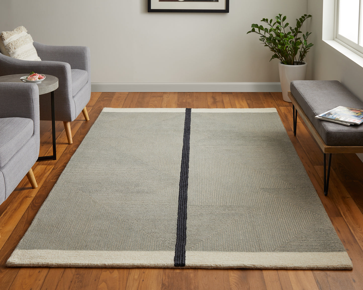 Maguire Transitional Abstract, Taupe/Black