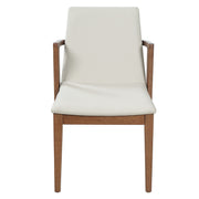 5-Piece Indoor Dining Set with Oval MDF Table and Beige PU Arm Chairs in Walnut Brown Finish