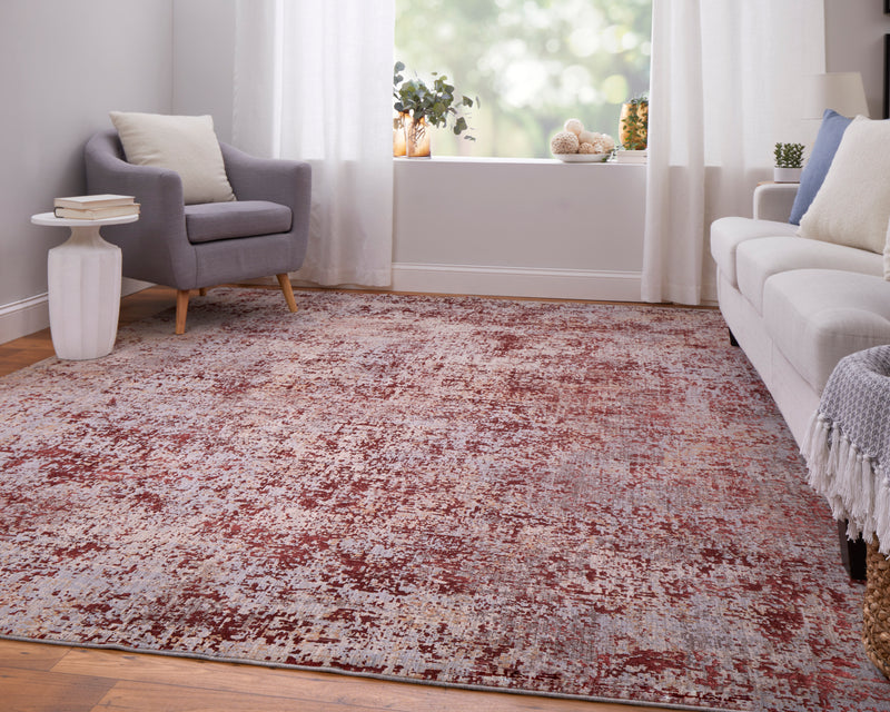 Pryor Modern Watercolor, Red/Gray/Blue