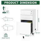 Switch 3-Drawer Mobile File Cabinet With Lock, On Wheels, Two Shallow &amp; One Deep Drawer For Office/Home, Fully Assembled - White 2 image