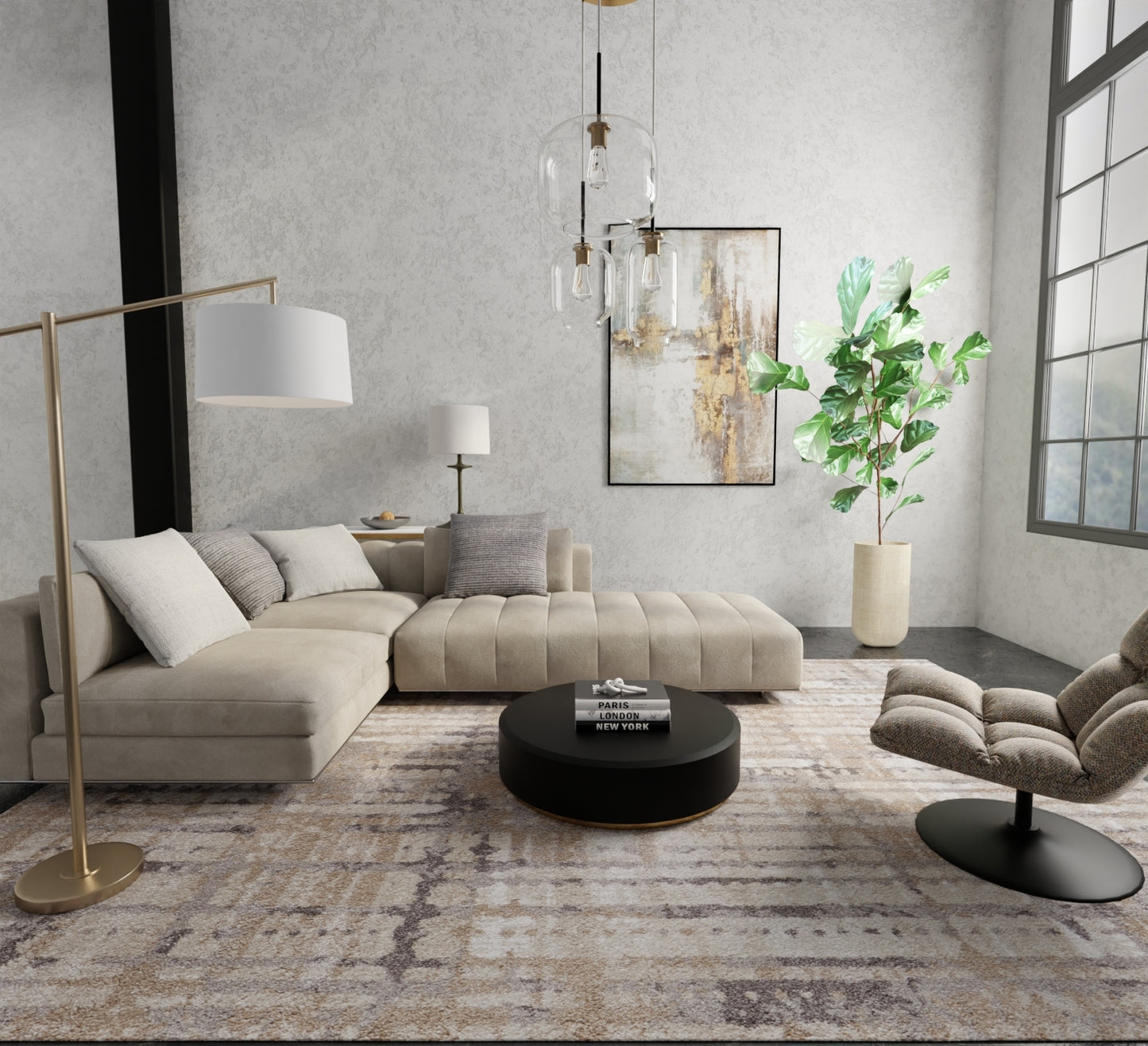 Skyview Modern Abstract, Brown/Tan/Ivory