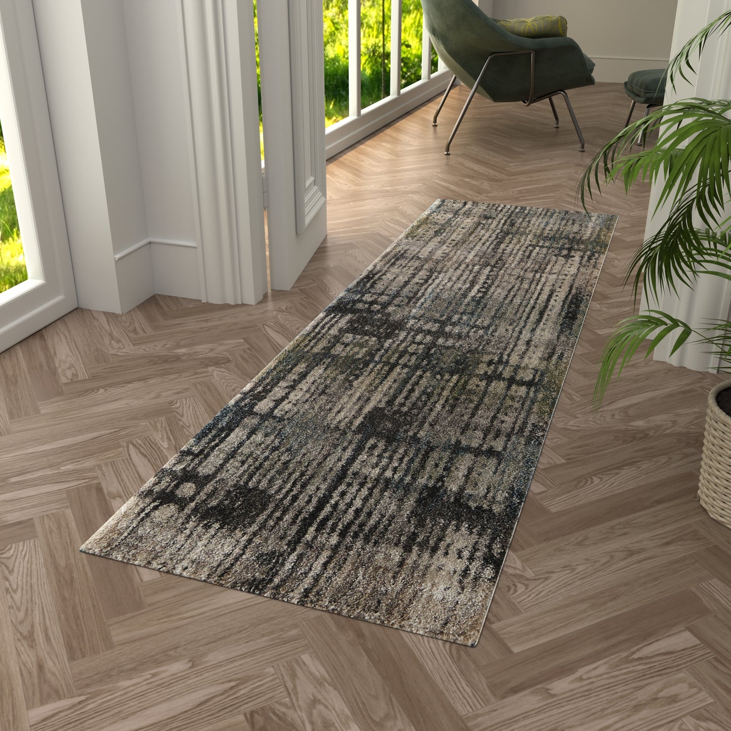 Skyview Modern Abstract, Gray/Black/Ivory