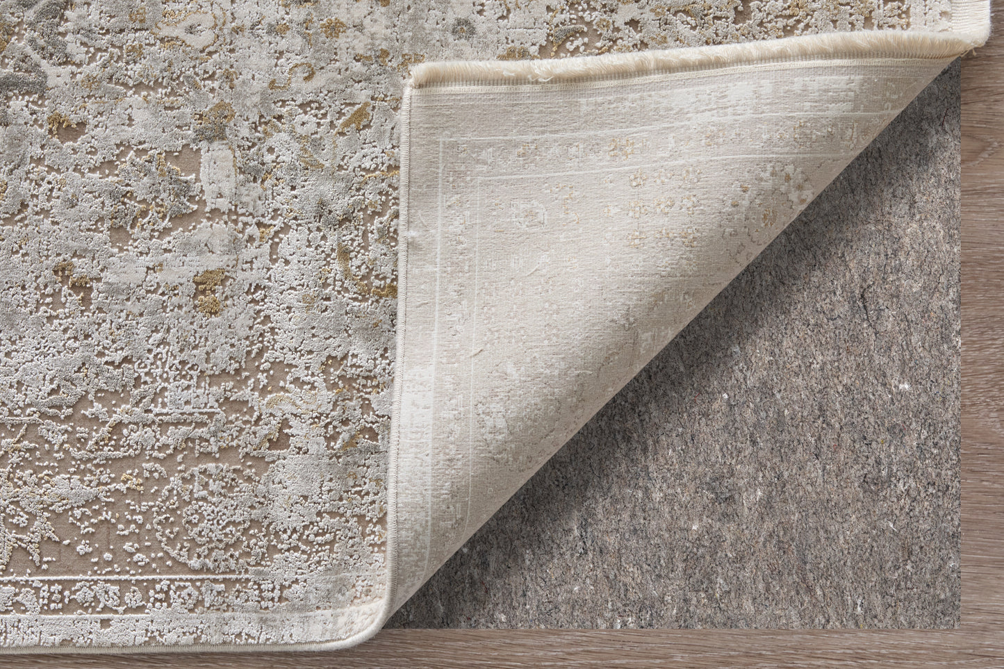 Cadiz Traditional Floral & Botanical, Ivory/Gray/Gold