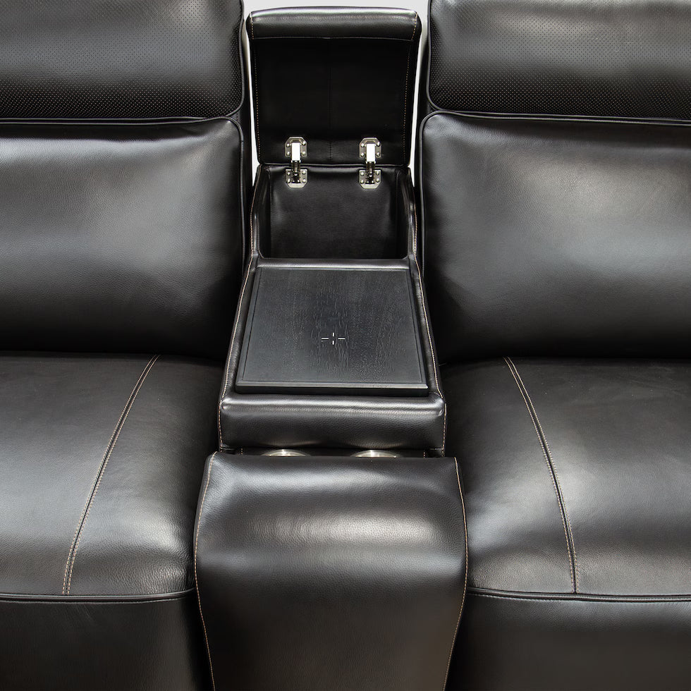 Summit Triple-Power 7-Piece Reclining Sectional with Modern  Sound and Two Consoles