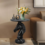 Horse Head Accent Table Animal Statue End Tables Livingroom, Black