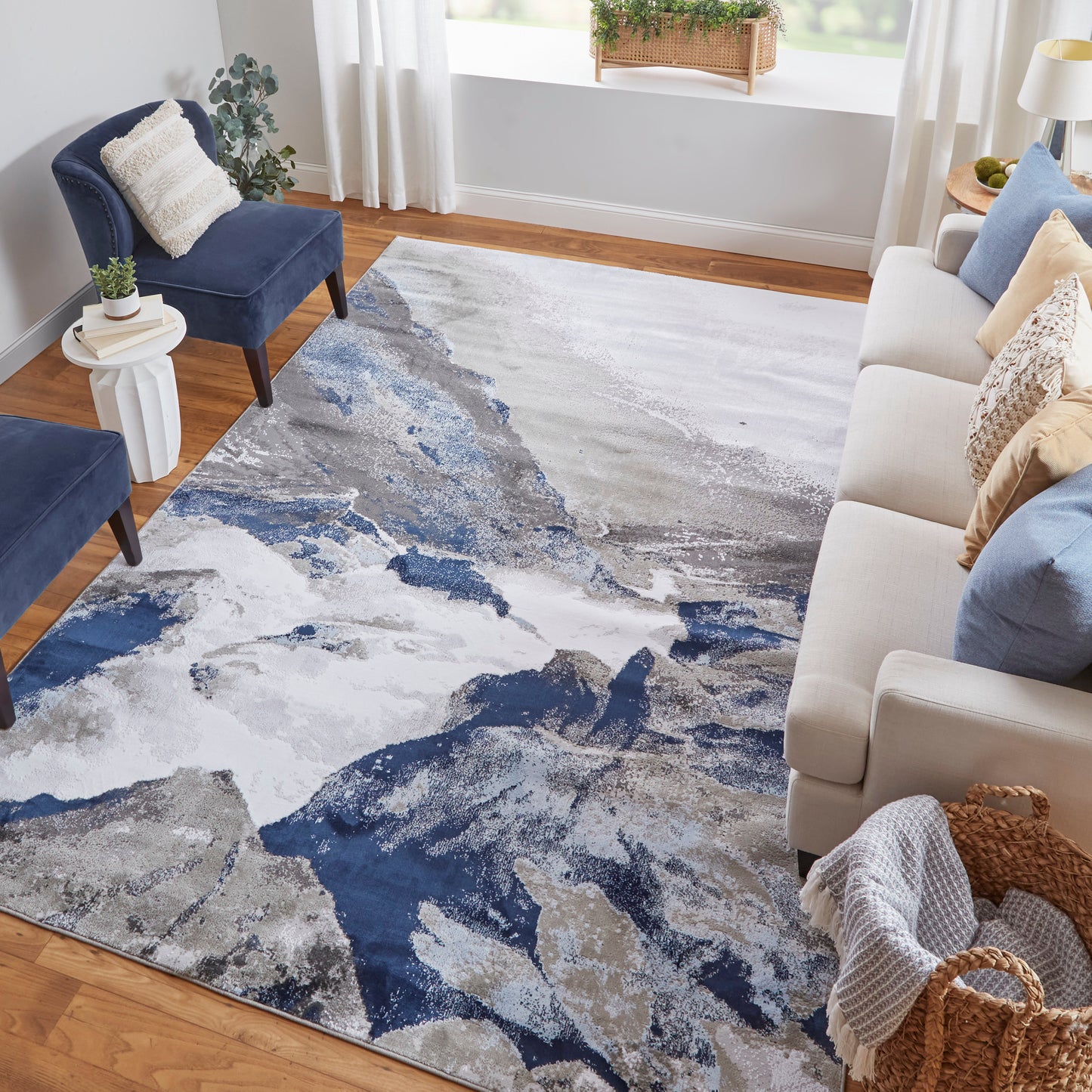 Gaspar Modern Abstract, Blue/Gray/White