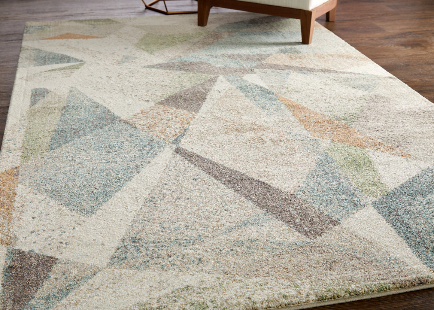 Eden Modern Color Block, Ivory/Blue/Green