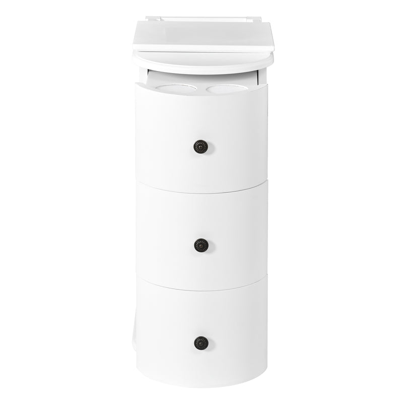 Modern End Table with Hidden Cup Holder Drawer, Charging Station & Pull-Out Side Table, Wooden Bedside Table with 2 Storage Drawers, Space Saving End Table for Bedroom & Living Room