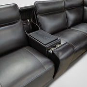 Summit Triple-Power 7-Piece Reclining Sectional with Modern  Sound and Two Consoles