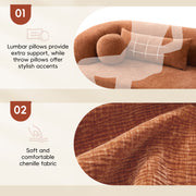 [NEW]86' Chenille Boneless Couch, Upholstered Sofa with Pillows, No Assembly Curved Cloud Couch with High-Density Foam, 3-Seater Luxury Modern Compressed Sofa for Living Room&Apartment