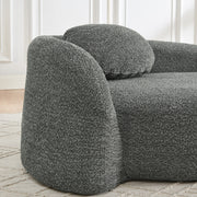 Modern Oval Single Lazy Sofa Chair with Integrated Backrest, Side Armrest and Pillow, Compact Space-Saving Lounge Chair for Living Room Bedroom-Dark Gray