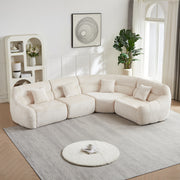 Modern Luxury Curved Corner Sectional Sofa, Chenille Modular Cloud Sofa, Beige, High-Back Oversized Four-Seater, No Assembly Required