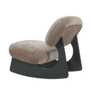 Modern Curved Hollow Base Rocking Accent Chair, Soft Textured Chenille Upholstered Armless Rocker Lounge Chair, Unique Sculptural Rocking Chair for Living Room Bedroom Nursery
