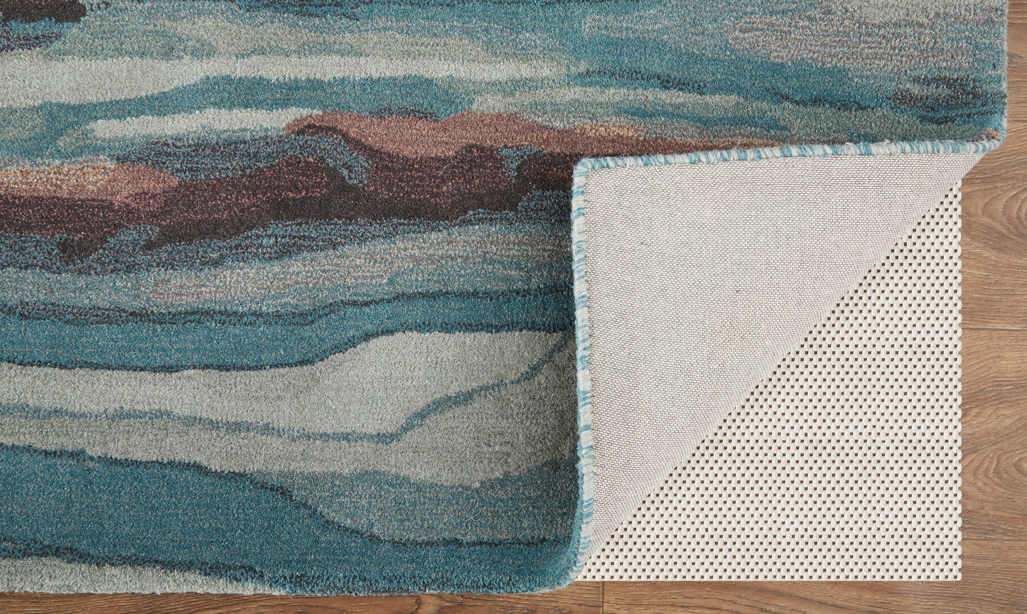 Amira Transitional Abstract, Blue/Red/Ivory