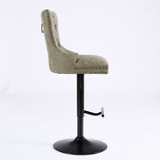 A&A Furniture,Aged and Retro PU Swivel Barstools Adjusatble Seat Height from 26-33 Inch, Modern Bar Stools with Backs Comfortable Tufted for Home Pub and Kitchen Island (Olive Green,Set of 2)