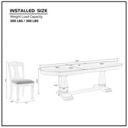 (1 Table+6 Chairs)Mid Century 94.06 Inch Extendable 7 PCS Wooden Dining Table Set for 6 Persons,Curved Dining Table,Modern Large Kitchen Table and Upholstered Dining Chairs for Living Room,Restaurant