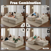 Double Chaise Lounge Chair, Oversized Upholstered Sleeper Cloud Couch