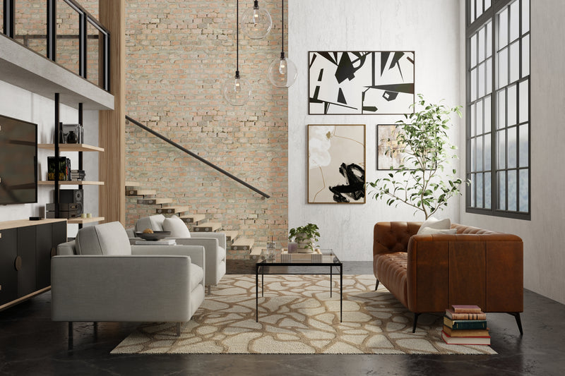 Kimball Transitional Abstract, Ivory/Brown/Tan