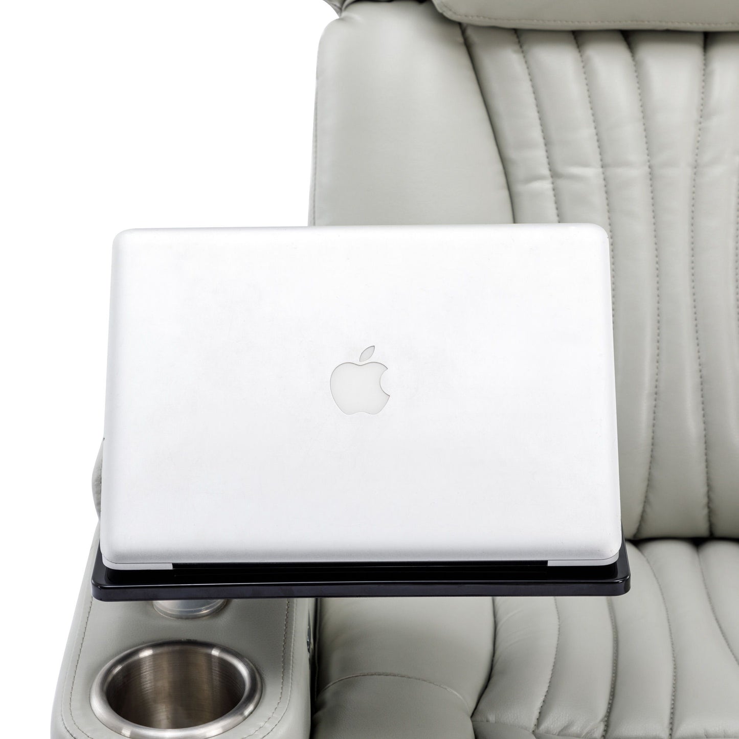 270° Power Swivel Recliner Home Theater Chair With Hidden Arm Storage, LED Light, Cup Holder, And Tray Table