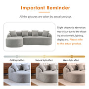 Boneless L-Shape Sectional Sofa with Curved Chaise,Grey Modular Chenille Compression Couch,30D High-Density Foam,Minimalist Modular Couches Sleeper for Living Room Bedroom Apartment Lounge.