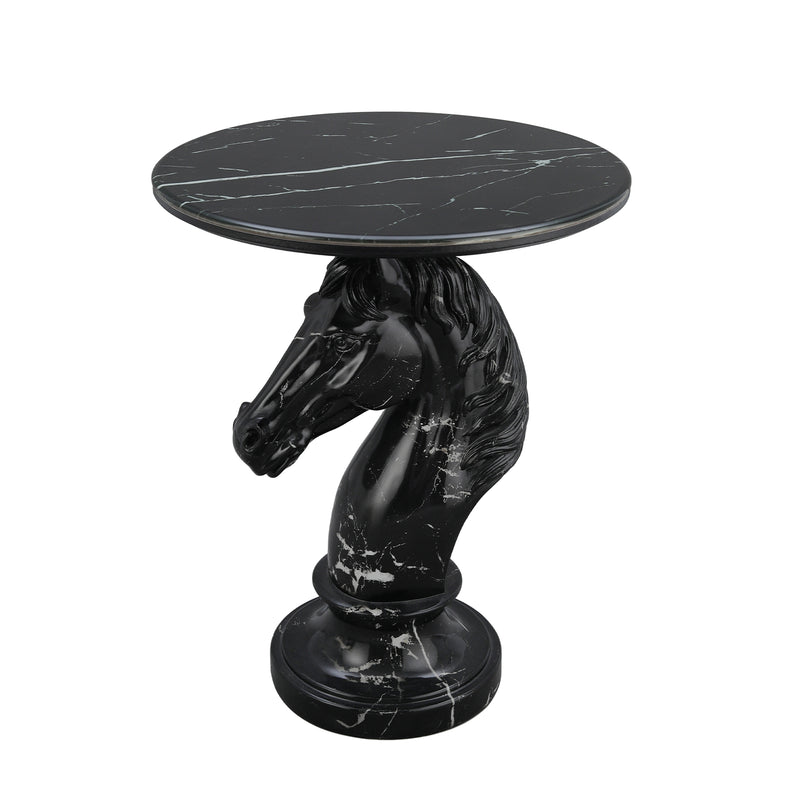 Horse Head Accent Table Animal Statue End Tables Livingroom, Black