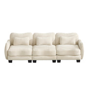 Chenille Supportive Three-Seater Sofa with Exquisite Waist Pillow,Ergonomic Curve Design, Easy to Assemble Modular Couch for Living Room Office,Beige