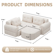 Modular Sectional Sofa Couch with Chaise, Full-Foam Structure, Compression Packaging Design, Woven Texture Upholstery, Oversized Modern Sofa for Living Room