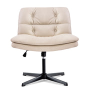 Large Size Armless Home Office Desk Chair Vanity Chair No Wheels - Beige