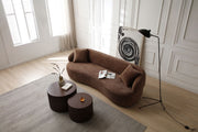 Borwn Mid Century Modern Curved Sofa, 3 Seat Cloud couch Boucle sofa Fabric Couch for Living Room, Bedroom, Office
