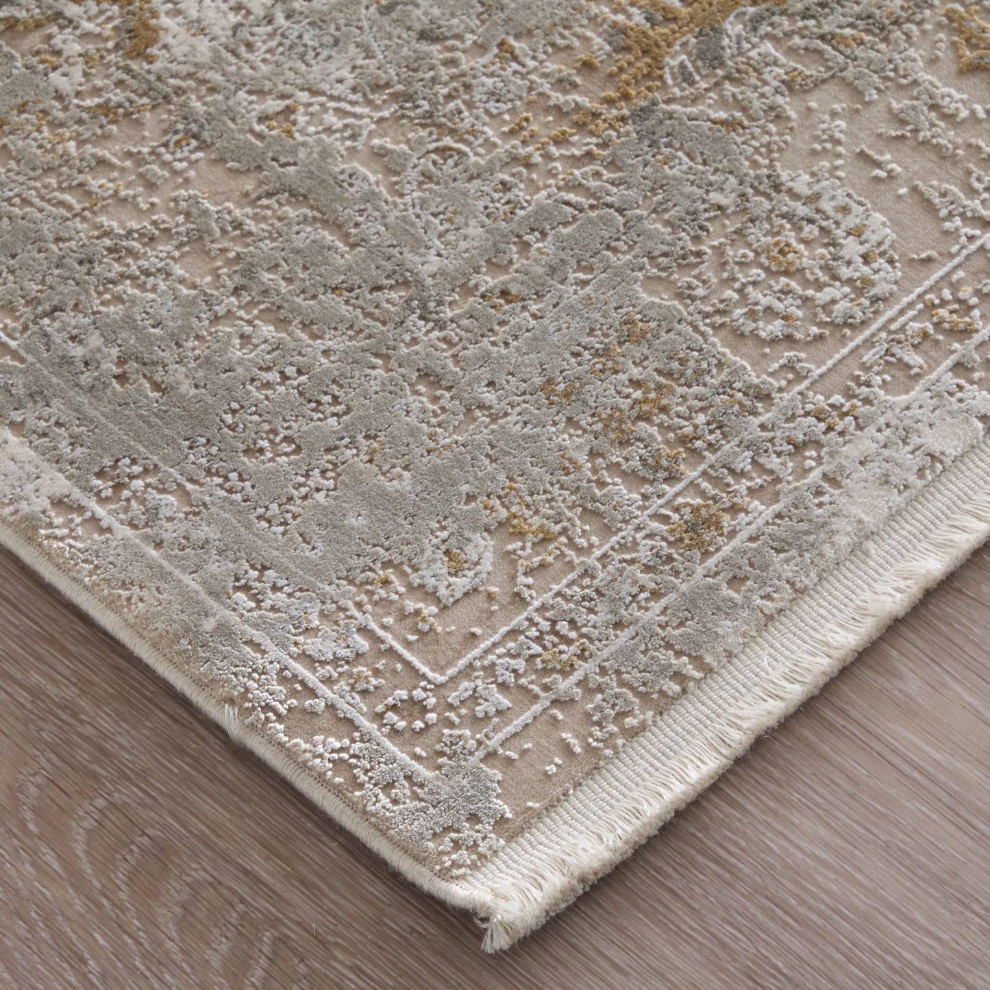 Cadiz Traditional Floral & Botanical, Ivory/Gray/Gold