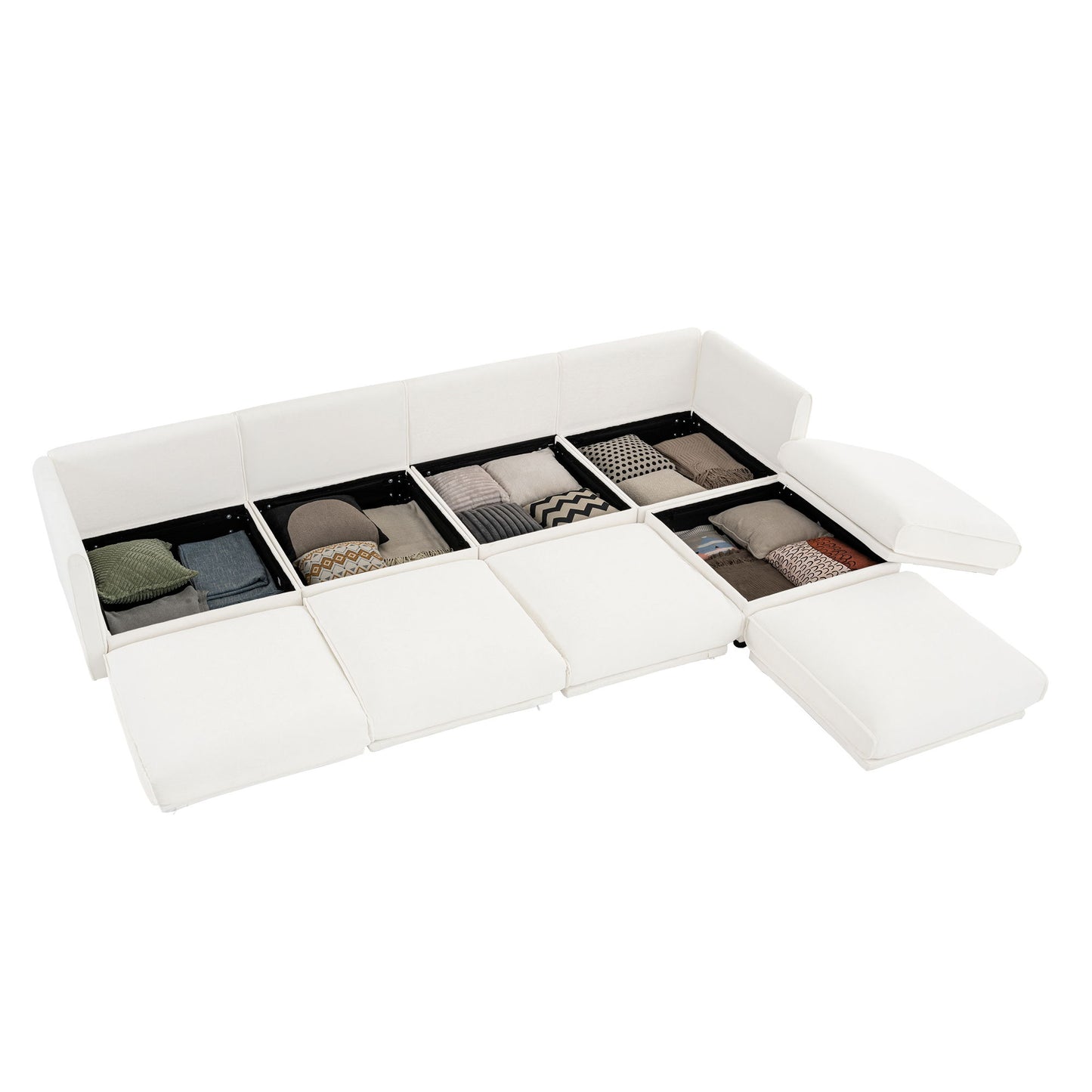 Contemporary Elegant Sofa With Storage And Ottoman