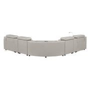 Nova Modern Style Sectional with 2 Consoles (Reading Light + Fridge), Wedge with Bluetooth Speaker, LED and Lifting Wine Cabinet - Gray