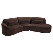 Modern Curved Sectional Sofa with High-Density Fully Compressed Sponge and Chaise Lounge, 3-Piece Set, Fully Assembled Right Hand Facing, Perfect for Living Room, Lounge
