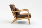 Mid Century Modern Accent Chair with Solid Wood Frame, Upholstered Living Room Chairs with Waist Cushion, Reading Armchair for Bedroom Sunroom