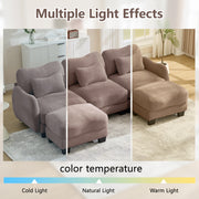 Chenille Supportive Three-Seater Sofa with Exquisite Waist Pillow,Ergonomic Curve Design, Easy to Assemble Modular Couch for Living Room Office, Rose Dust