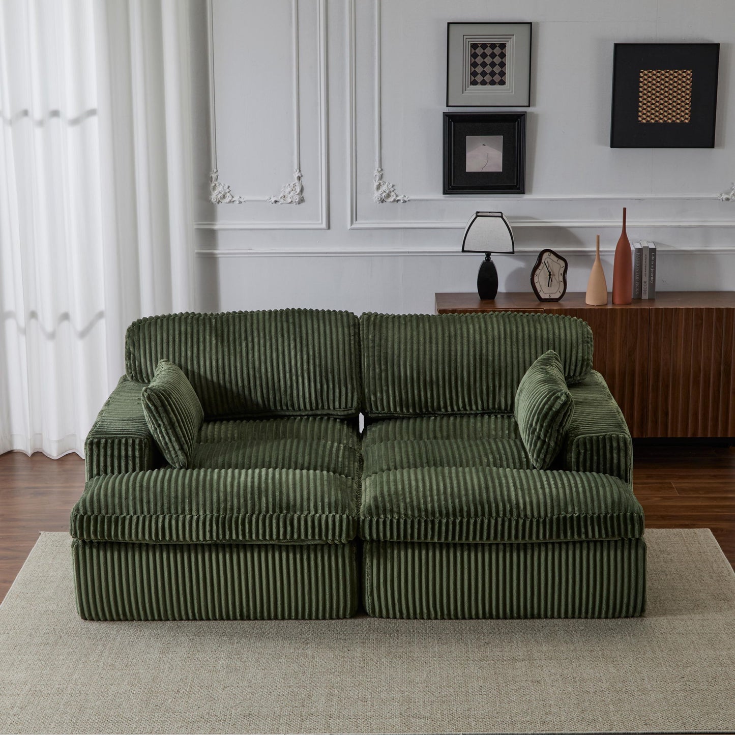 Double Chaise Lounge Chair, Oversized Upholstered Sleeper Cloud Couch