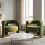 Accent Chair for Living Room, Velvet Comfy Single Sofa Chair Mid-Century Modern Armchair Wooden Legs for Bedroom Office Reading