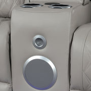 Fortuner Power Reclining 2Pc Living Room Set in Gray Faux Leather with LED Lights, Massage Function, Bluetooth Speakers and Wireless Charging