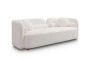 Modern Japandi White Boucle Sofa Set, 5-Piece Upholstered Cloud Couch Bundle, 3-Seater Sofa + 4 Pack 360° Swivel Barrel Accent Chairs for Living Room, Apartment, Home Office