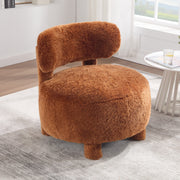 Fur Fabric armless accent chair with curved backrest and solid wooden legs upholstered chair slipper side chair  for primary living space bedroom vanity room or reading room ,Khaki