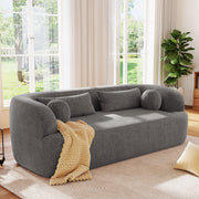 [NEW]86' Chenille Boneless Couch, Upholstered Sofa with Pillows, No Assembly Curved Cloud Couch with High-Density Foam, 3-Seater Luxury Modern Compressed Sofa for Living Room&Apartment